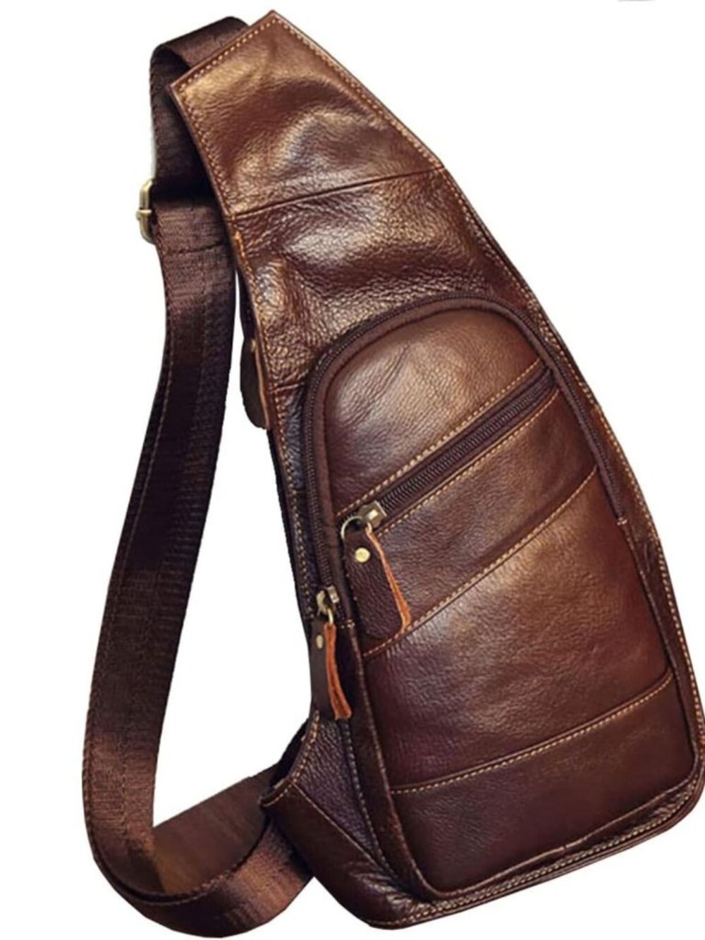 Stylish Vintage Leather Sling Backpack for Men | Crossbody Chest Daypack
